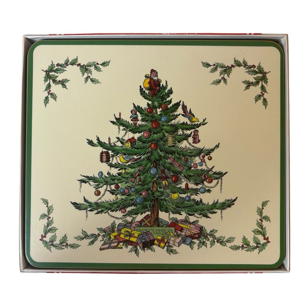 Pimpernel Casserole Stand Acrylic Spode Christmas Tree Square 8" Vtg In Box